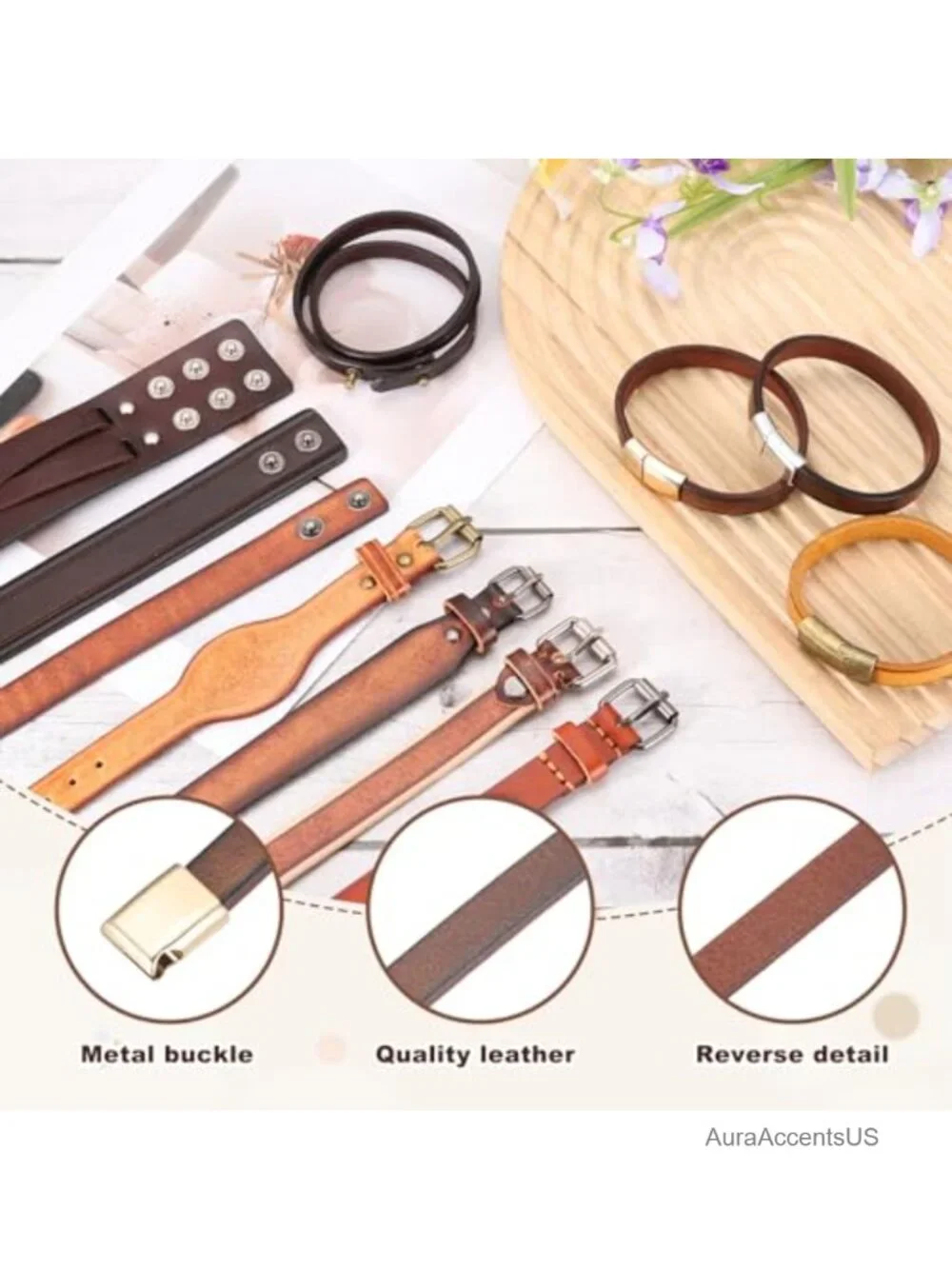 Leather Snap Bracelet DIY Craft Wristband Adjustable Blank Cuff